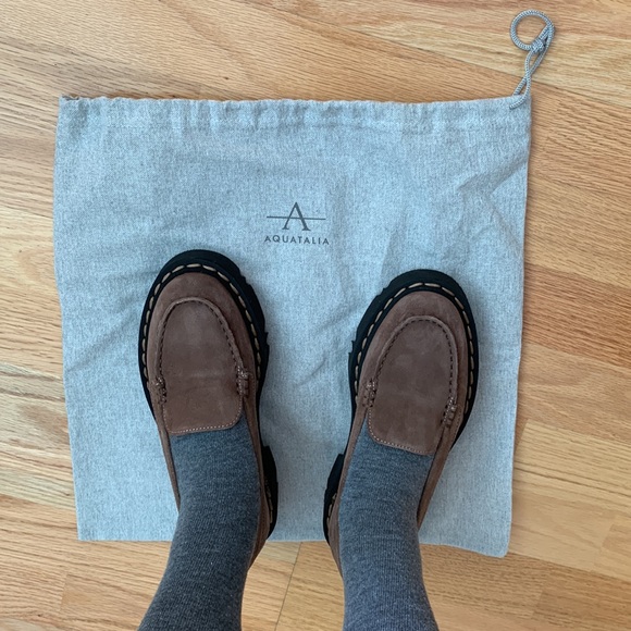 NIB Aquatalia Hayley Platform Loafer Water Resistant Suede - Picture 15 of 16